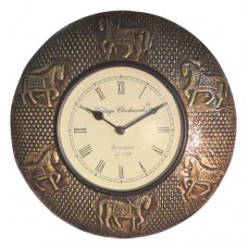 Brass Wooden Antique Wall Clock - 12 inch